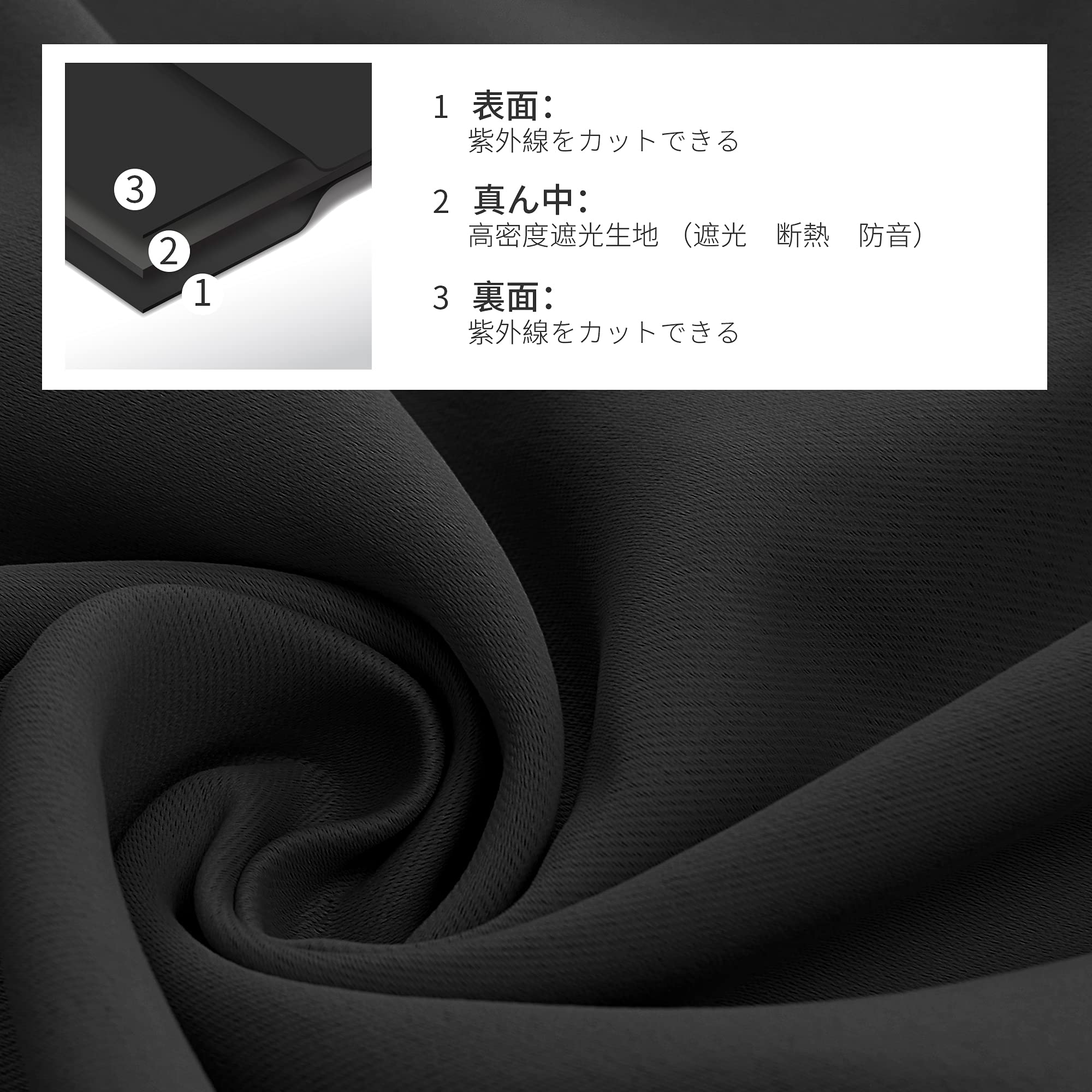 Deconovo 1級遮光カーテン 幅130x丈230cm ブラック 2枚入 ドレープカーテン 仕切り 防寒 幅広い 形状記憶加工 北欧 おしゃれ UVカット 断熱 節電対策 昼夜目隠し Deconovo 1級遮光カーテン 幅130x丈230cm ブラック 2枚入 ドレープカーテン 仕切り 防寒 幅広い 形状記憶加工 北欧 おしゃれ UVカット 断熱 節電対策 昼夜目隠し