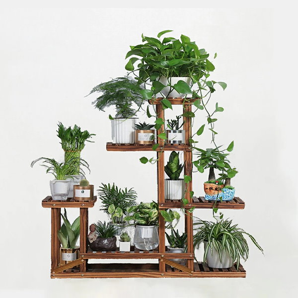 フラワースタンド 木製 フラワーラック花台 5段 ガーデニング 棚 園芸ラック プランタースタンド ホイール付き 鉢植え 盆栽スタンド 花瓶置き台 植木鉢台 多機能 フラワースタンド 植物スタンド 5段 花台 ガーデニング 棚 フラワー