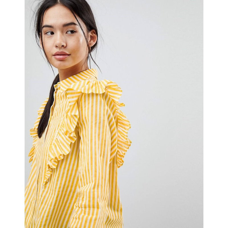 ノイズィーメイ レディース トップス ブラウス・シャツ【Noisy May Striped Ruffle Shirt】Multi ノイズィーメイ レディース トップス ブラウス・シャツ【Noisy May Striped Ruffle Shirt】Multi