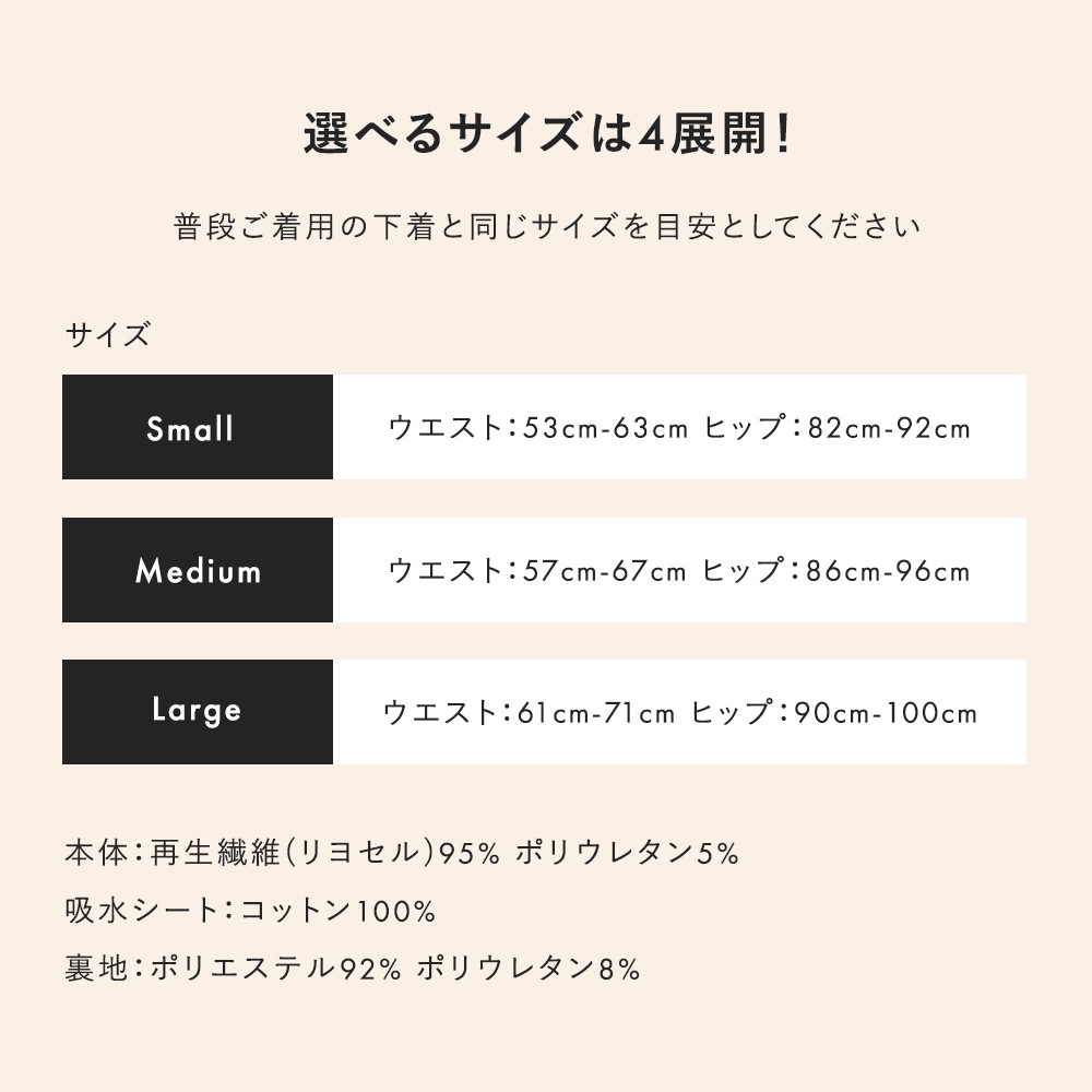 リネ Regular 60ml吸水 約ナプキン6枚分 XS S M L サニタリーショーツ