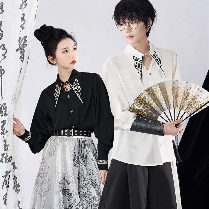 チャイナ風シャツ レディース 刺繍トップス ブラウス オリジナル レトロ 男女兼用 カップル mdprevattcaulkingandwaterproofing.com