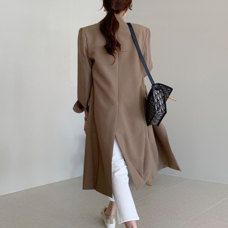 ミドル丈ジャケット スーツカラー シングルブレスト ルーズ バックスリット 韓国 英国 2カラー a1484 ミドル丈ジャケット スーツカラー シングルブレスト ルーズ バックスリット 韓国 英国 2カラー a1484