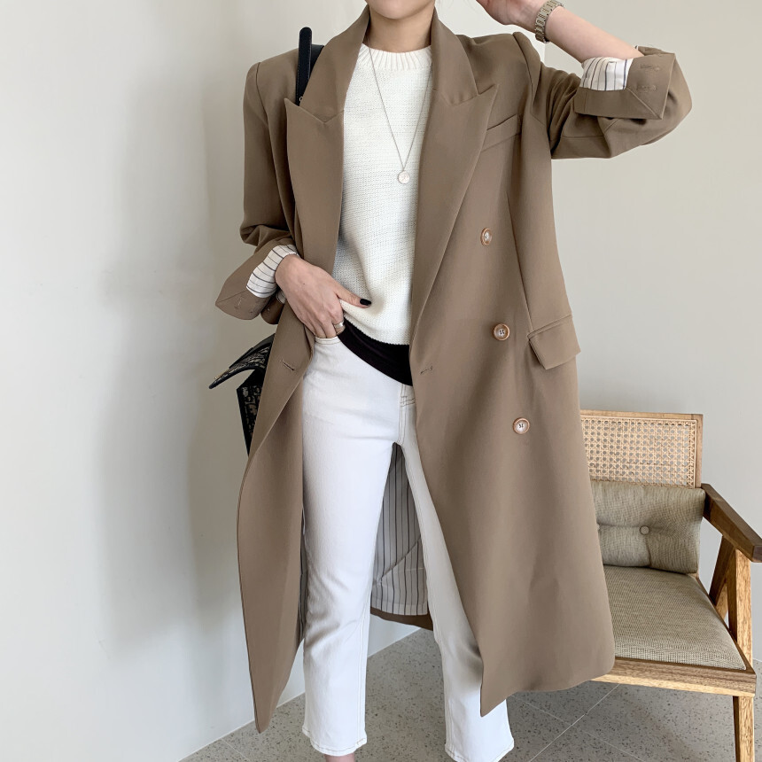 ミドル丈ジャケット スーツカラー シングルブレスト ルーズ バックスリット 韓国 英国 2カラー a1484 ミドル丈ジャケット スーツカラー シングルブレスト ルーズ バックスリット 韓国 英国 2カラー a1484