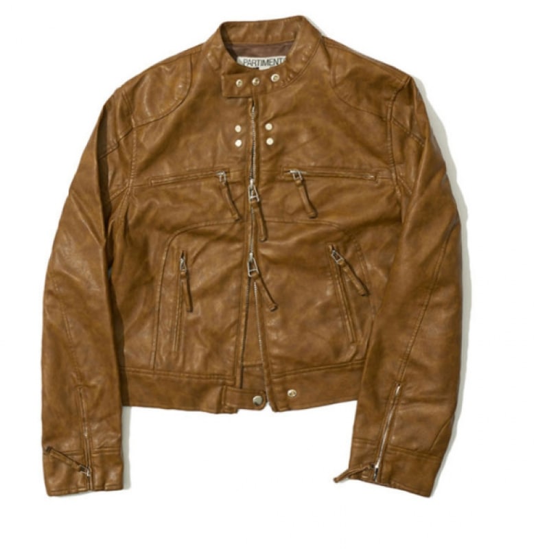 PARTIMENTO WOMEN ウォッシュドレザーバイカージャケット_キャメル