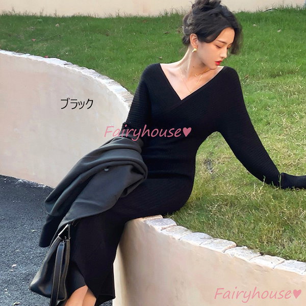 Qoo10] ニットワンピース 20代30代40代 オ