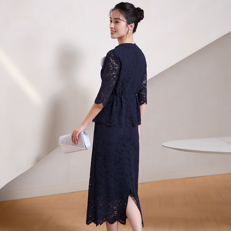 Aラインスカートの2つのピーススカートスーツを備えた新しいハーフハイハイトの首の首の袖のトップ88626 Aラインスカートの2つのピーススカートスーツを備えた新しいハーフハイハイトの首の首の袖のトップ88626