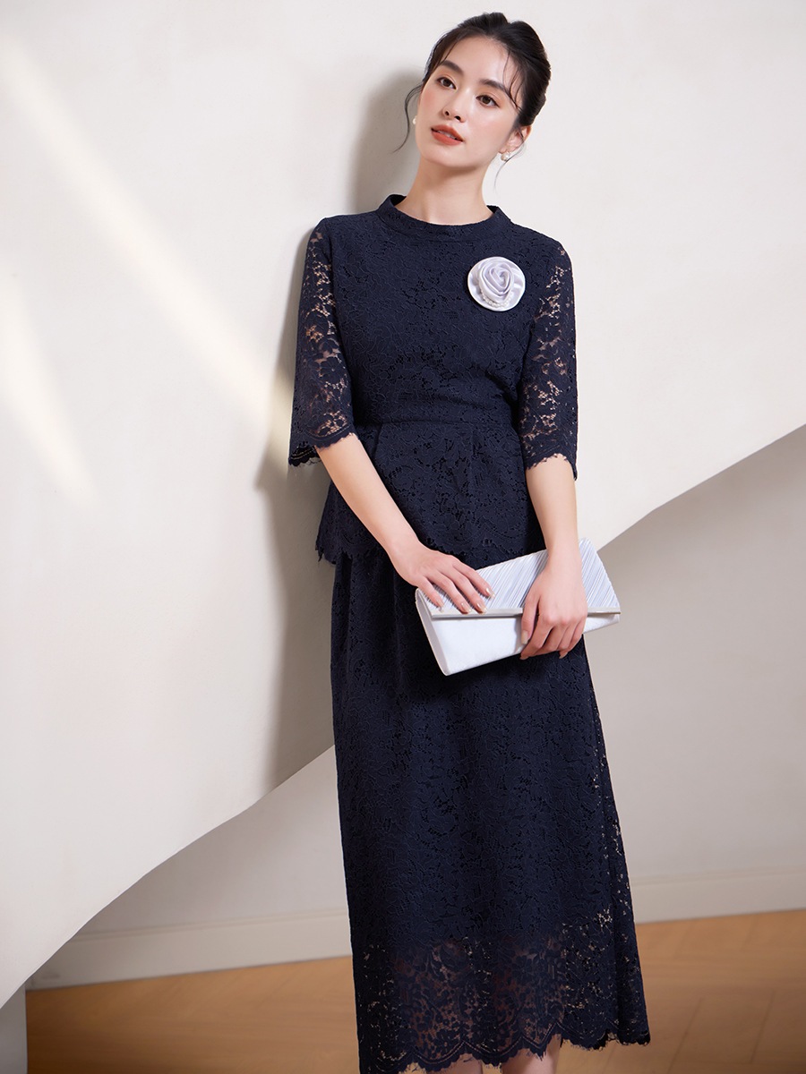 Aラインスカートの2つのピーススカートスーツを備えた新しいハーフハイハイトの首の首の袖のトップ88626 Aラインスカートの2つのピーススカートスーツを備えた新しいハーフハイハイトの首の首の袖のトップ88626