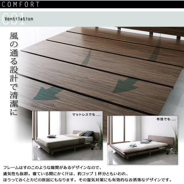 組立設置付 ナローステージ ダブル スタンダード ボンネルコイルマットレス クィーン ロー ベッド 幅160cm セット ヘッドボード フロア マット ベッドセット