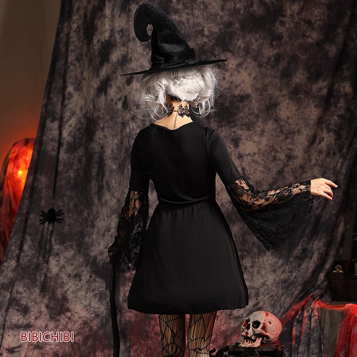 ハロウィン コスプレ 魔女仮装 ウィッチ コスチューム 大人 レディース 帽子付き3点set 定番 黒セクシー可愛いレースフレア袖 コスプレ 魔法使いデビル ゴスロリ 吸血鬼 悪魔 キュート クラシカ ハロウィン コスプレ 魔女仮装 ウィッチ コスチューム 大人 レディース 帽子付き3点set 定番 黒セクシー可愛いレースフレア袖 コスプレ 魔法使いデビル ゴスロリ 吸血鬼 悪魔 キュート クラシカ
