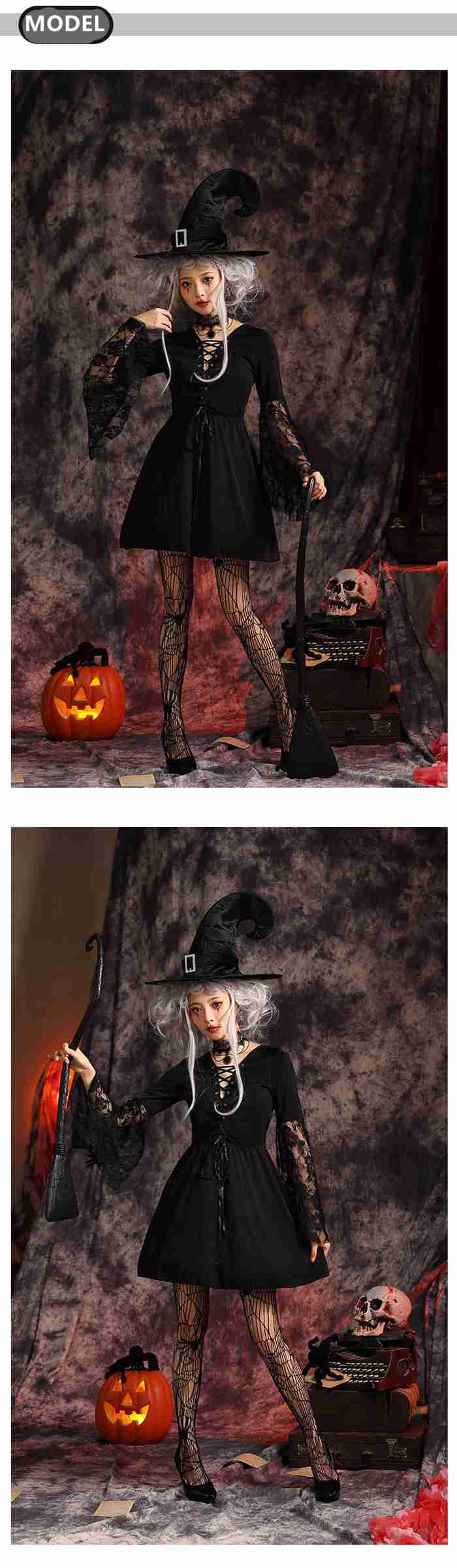 ハロウィン コスプレ 魔女仮装 ウィッチ コスチューム 大人 レディース 帽子付き3点set 定番 黒セクシー可愛いレースフレア袖 コスプレ 魔法使いデビル ゴスロリ 吸血鬼 悪魔 キュート クラシカ ハロウィン コスプレ 魔女仮装 ウィッチ コスチューム 大人 レディース 帽子付き3点set 定番 黒セクシー可愛いレースフレア袖 コスプレ 魔法使いデビル ゴスロリ 吸血鬼 悪魔 キュート クラシカ