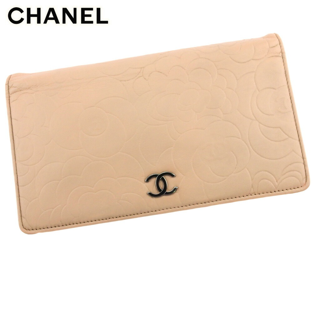 長財布 ファスナー付き 財布 カメリア レディース ヴィンテージ ピンク シルバー 中古