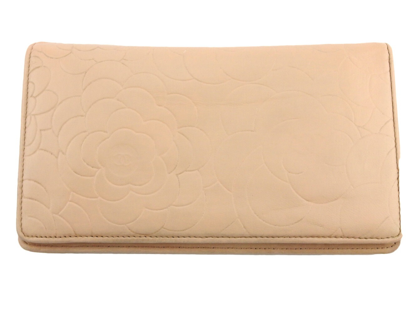 長財布 ファスナー付き 財布 カメリア レディース ヴィンテージ ピンク シルバー 中古