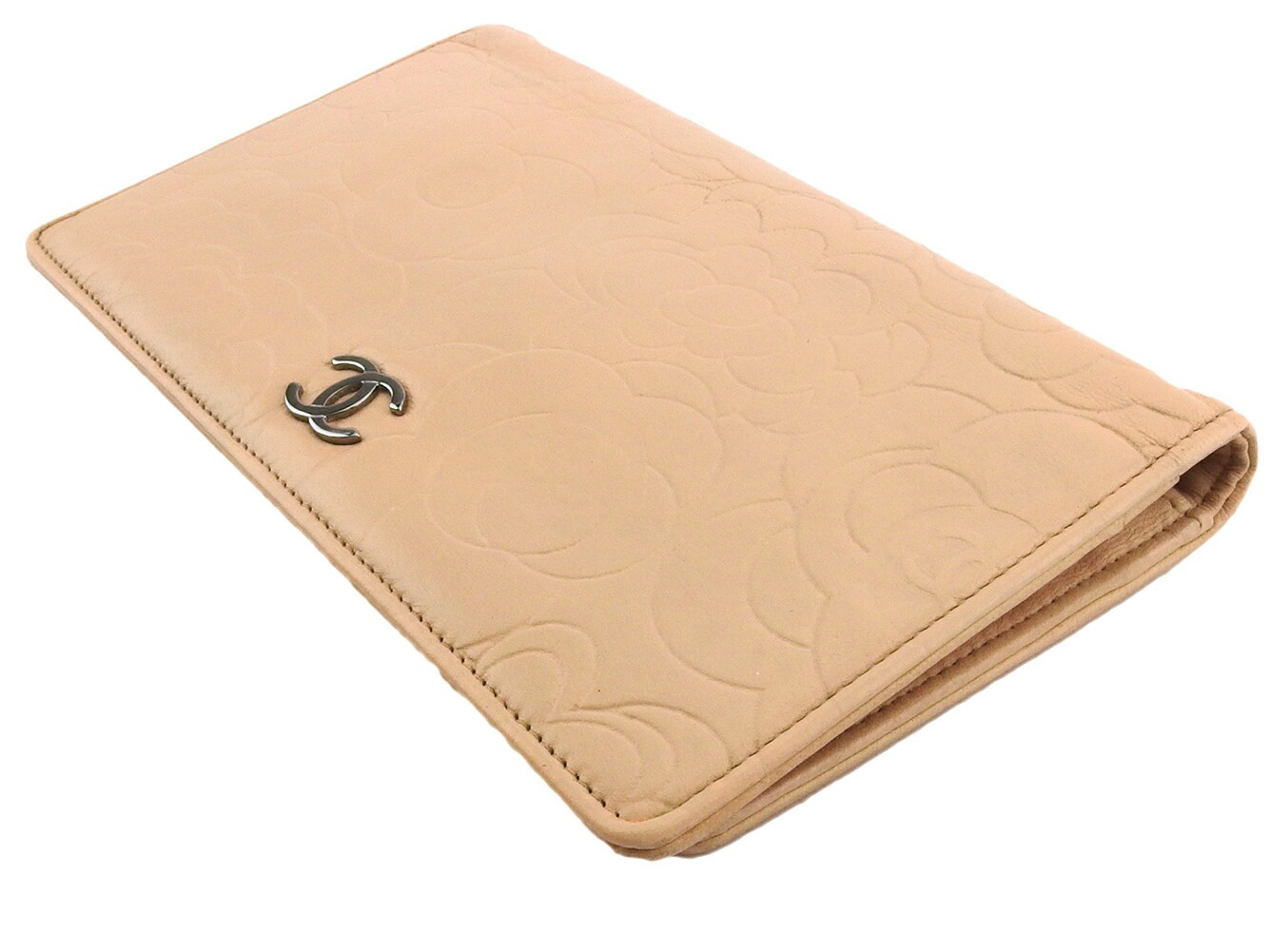 長財布 ファスナー付き 財布 カメリア レディース ヴィンテージ ピンク シルバー 中古