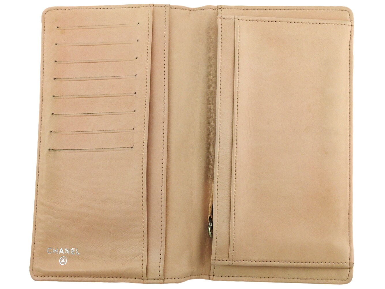 長財布 ファスナー付き 財布 カメリア レディース ヴィンテージ ピンク シルバー 中古