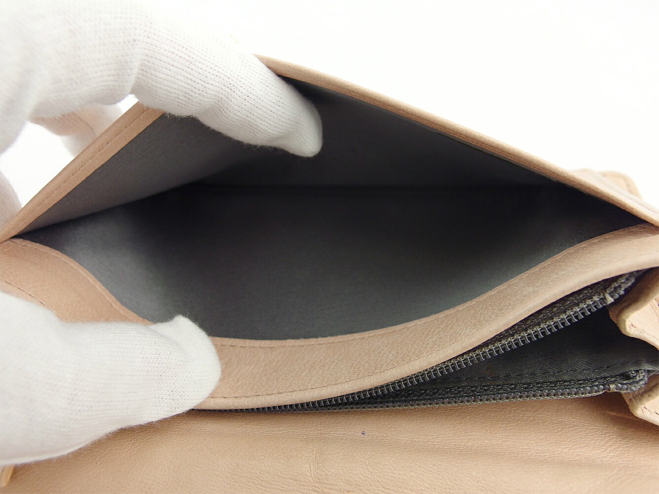 長財布 ファスナー付き 財布 カメリア レディース ヴィンテージ ピンク シルバー 中古