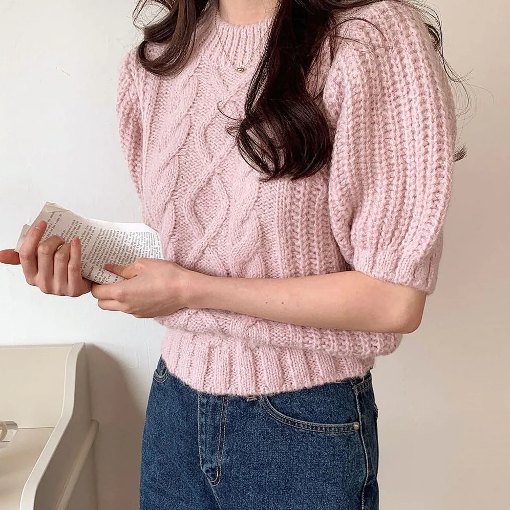 2color レディース トップス ニット セーター ケーブルニット ショート丈 ケーブル編み 2color レディース トップス ニット セーター ケーブルニット ショート丈 ケーブル編み