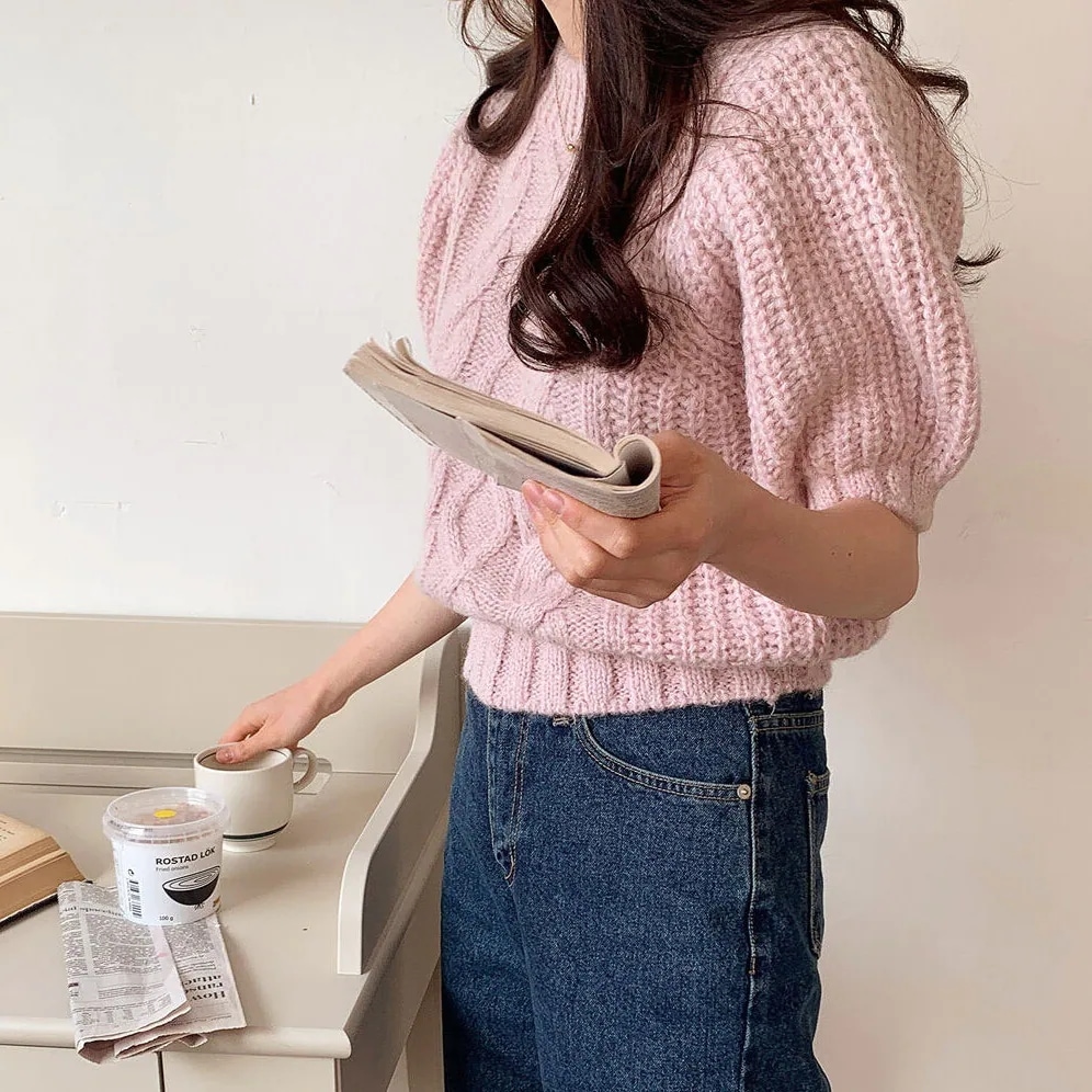 2color レディース トップス ニット セーター ケーブルニット ショート丈 ケーブル編み 2color レディース トップス ニット セーター ケーブルニット ショート丈 ケーブル編み