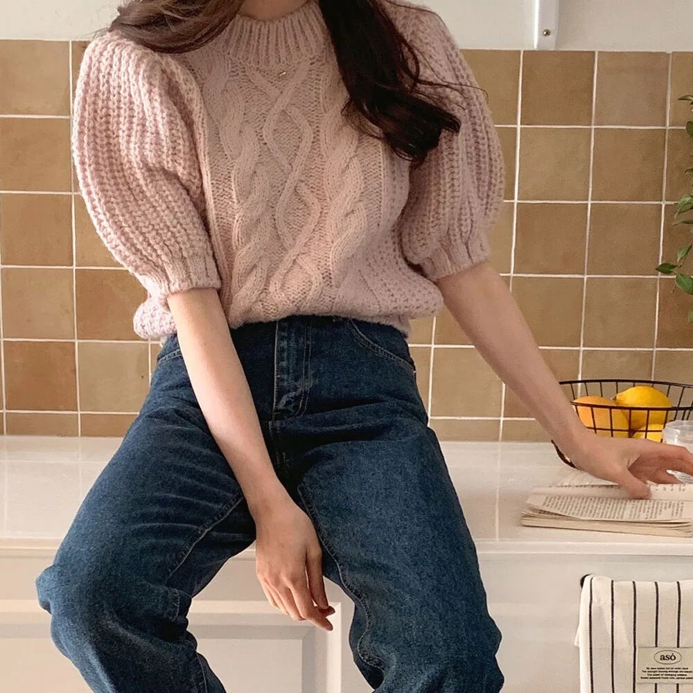 2color レディース トップス ニット セーター ケーブルニット ショート丈 ケーブル編み 2color レディース トップス ニット セーター ケーブルニット ショート丈 ケーブル編み