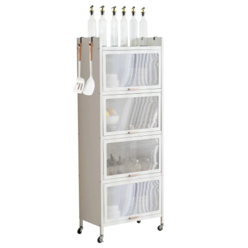 食器棚 キッチン収納 オープンラック キッチンラック 本棚 収納棚 大容量 透明扉付 防塵 作業台 キッチン 多機能収納ラック リビングルーム 寢室 ホームオフィス 省スペース 頑丈 キャスター付きd