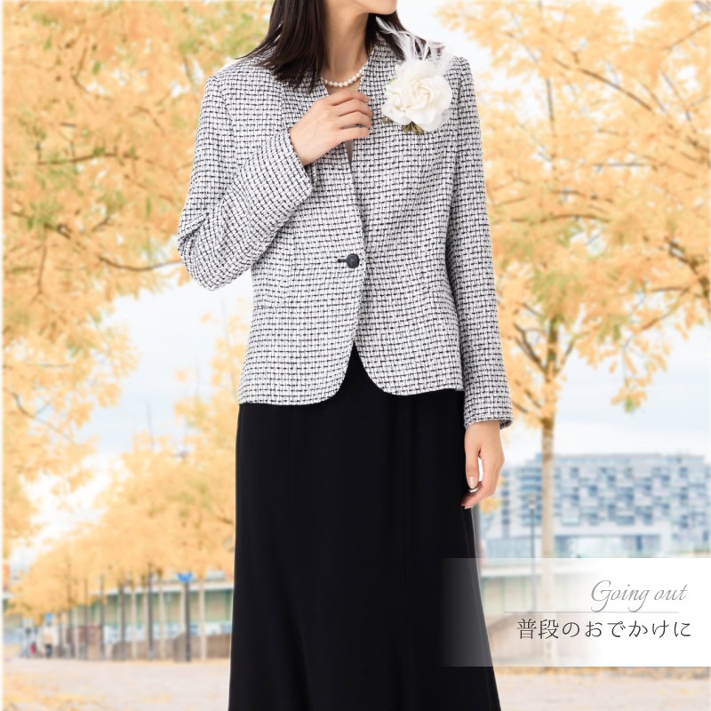 レディース フォーマル スタンドカラー スーツ 洗える ジャケット 単品 モノトーン ツイード M L 9号 11号 きれいめ 卒業式 入学式 卒園式 入園式 顔合わせ 結婚式 披露宴 お呼ばれ 結 レディース フォーマル スタンドカラー スーツ 洗える ジャケット 単品 モノトーン ツイード M L 9号 11号 きれいめ 卒業式 入学式 卒園式 入園式 顔合わせ 結婚式 披露宴 お呼ばれ 結