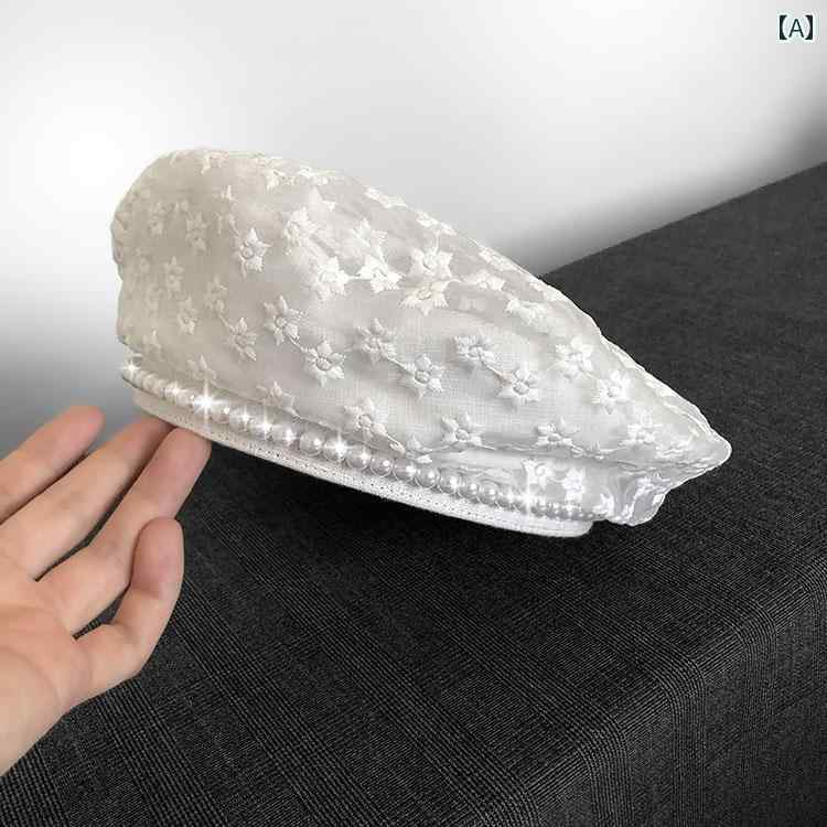 ベレー帽 レディース オーガンジー 通気性 快適 画家 メッシュ 薄手 涼しい フェアリー ホワイト ブラック レース 花柄 調節可能 フラットトップ かわいい エレガント ベレー帽 レディース オーガンジー 通気性 快適 画家 メッシュ 薄手 涼しい フェアリー ホワイト ブラック レース 花柄 調節可能 フラットトップ かわいい エレガント