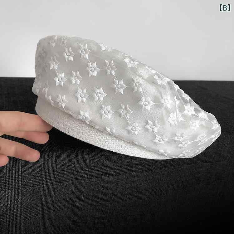 ベレー帽 レディース オーガンジー 通気性 快適 画家 メッシュ 薄手 涼しい フェアリー ホワイト ブラック レース 花柄 調節可能 フラットトップ かわいい エレガント ベレー帽 レディース オーガンジー 通気性 快適 画家 メッシュ 薄手 涼しい フェアリー ホワイト ブラック レース 花柄 調節可能 フラットトップ かわいい エレガント