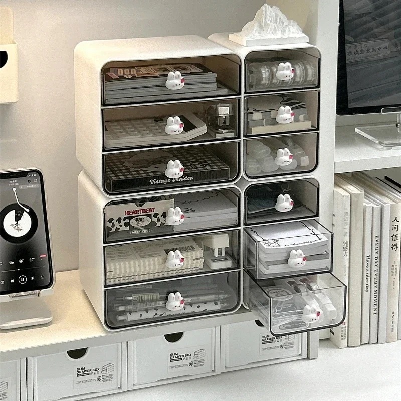 透明アクリルデスクトップ収納ボックス,引き出しタイプ,カワイイバンニー,化粧品デスク,文房具収納ホルダー,デスクオーガナイザー 透明アクリルデスクトップ収納ボックス,引き出しタイプ,カワイイバンニー,化粧品デスク,文房具収納ホルダー,デスクオーガナイザー