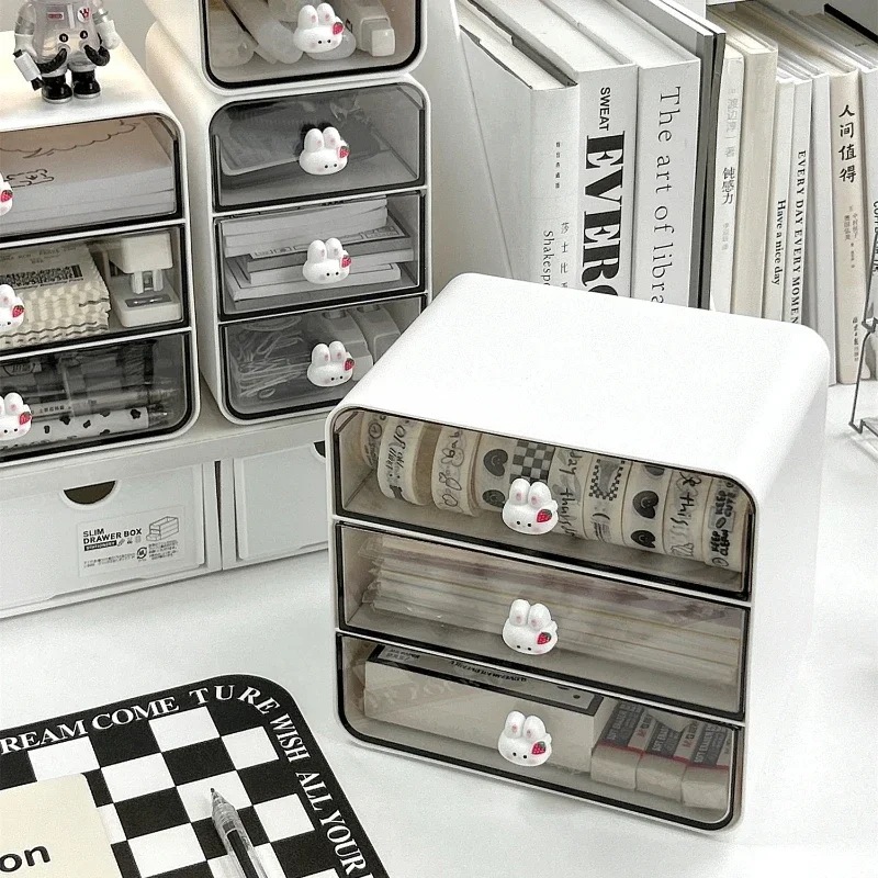 透明アクリルデスクトップ収納ボックス,引き出しタイプ,カワイイバンニー,化粧品デスク,文房具収納ホルダー,デスクオーガナイザー 透明アクリルデスクトップ収納ボックス,引き出しタイプ,カワイイバンニー,化粧品デスク,文房具収納ホルダー,デスクオーガナイザー