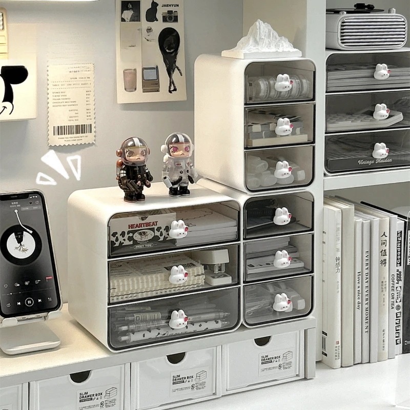 透明アクリルデスクトップ収納ボックス,引き出しタイプ,カワイイバンニー,化粧品デスク,文房具収納ホルダー,デスクオーガナイザー 透明アクリルデスクトップ収納ボックス,引き出しタイプ,カワイイバンニー,化粧品デスク,文房具収納ホルダー,デスクオーガナイザー
