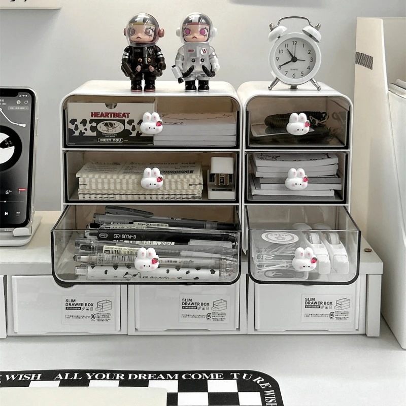 透明アクリルデスクトップ収納ボックス,引き出しタイプ,カワイイバンニー,化粧品デスク,文房具収納ホルダー,デスクオーガナイザー 透明アクリルデスクトップ収納ボックス,引き出しタイプ,カワイイバンニー,化粧品デスク,文房具収納ホルダー,デスクオーガナイザー