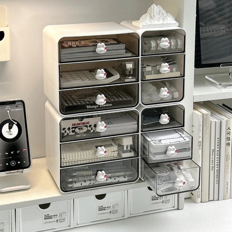 透明アクリルデスクトップ収納ボックス,引き出しタイプ,カワイイバンニー,化粧品デスク,文房具収納ホルダー,デスクオーガナイザー 透明アクリルデスクトップ収納ボックス,引き出しタイプ,カワイイバンニー,化粧品デスク,文房具収納ホルダー,デスクオーガナイザー
