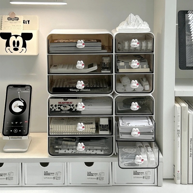 透明アクリルデスクトップ収納ボックス,引き出しタイプ,カワイイバンニー,化粧品デスク,文房具収納ホルダー,デスクオーガナイザー 透明アクリルデスクトップ収納ボックス,引き出しタイプ,カワイイバンニー,化粧品デスク,文房具収納ホルダー,デスクオーガナイザー