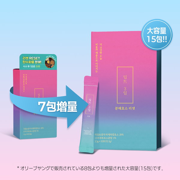 deepte3days リセット5箱 Qoo10] deepte 3days 【公式】炭水化物分解酵素リセット 15包