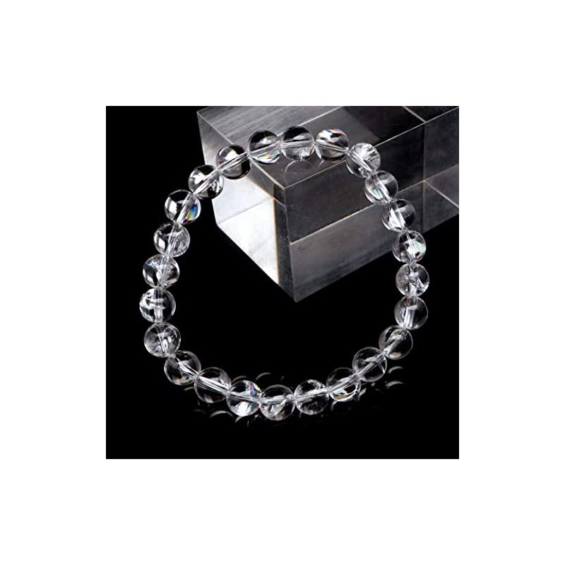 水晶 ブレスレット アイリスクォーツ 天然 虹入り 8mm レインボー 天然石 パワーストーン 内径