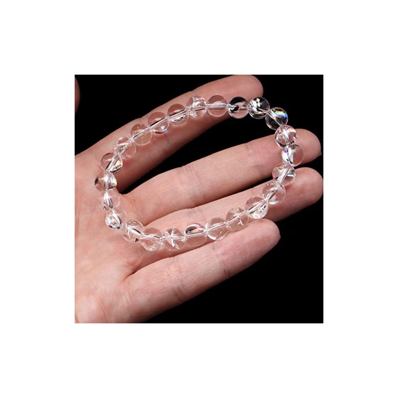 水晶 ブレスレット アイリスクォーツ 天然 虹入り 8mm レインボー 天然石 パワーストーン 内径