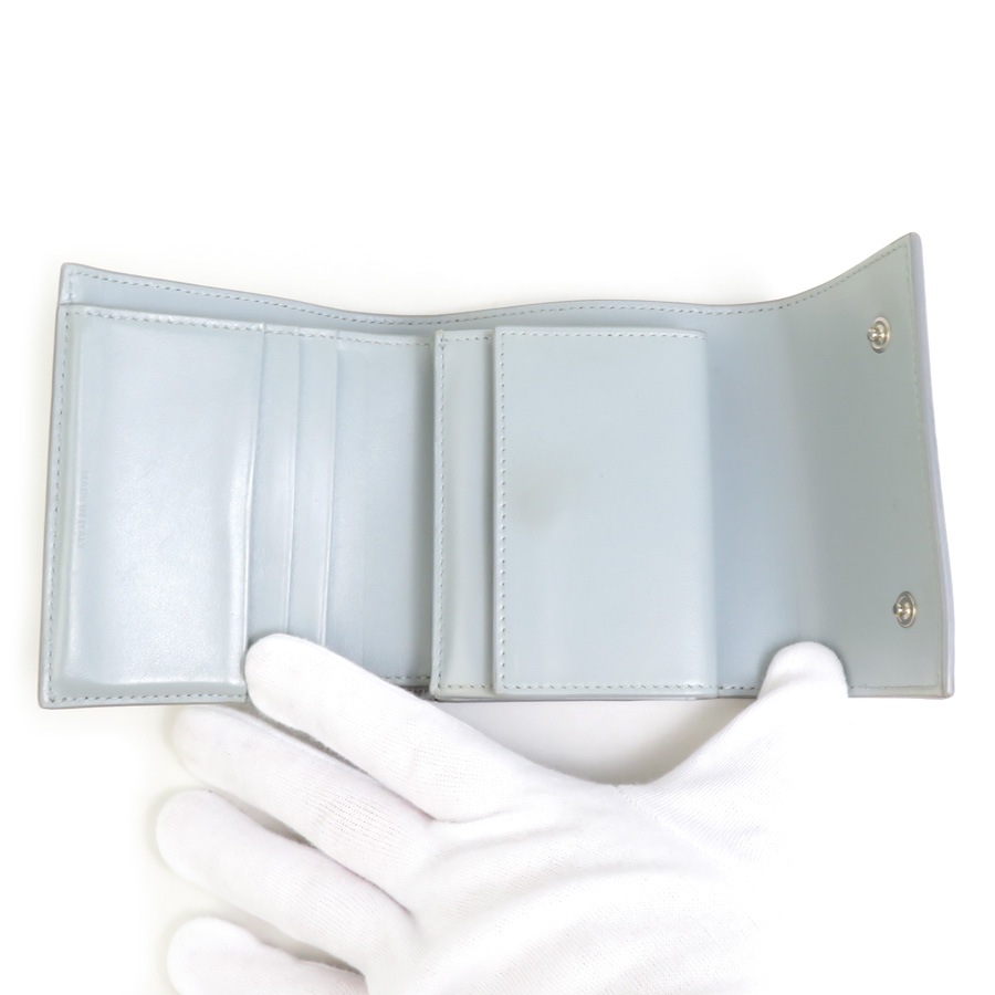 セリーヌ CELINE 三つ折り財布 レザー ライトグレー レディース e58863