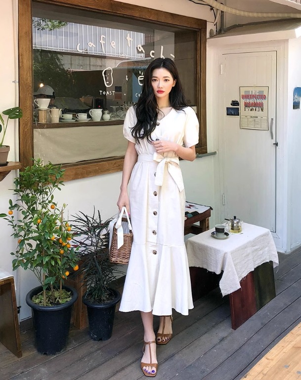 ワンピース フレアスカート フレアワンピース ミモレ ミモレ丈 袖あり 半袖 Vネック 襟なし フレア セミフレア Aライン ウエストマーク ウエストリボン 大人可愛い きれいめ シンプル カジュアル