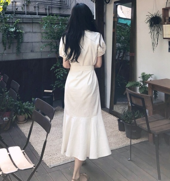 ワンピース フレアスカート フレアワンピース ミモレ ミモレ丈 袖あり 半袖 Vネック 襟なし フレア セミフレア Aライン ウエストマーク ウエストリボン 大人可愛い きれいめ シンプル カジュアル