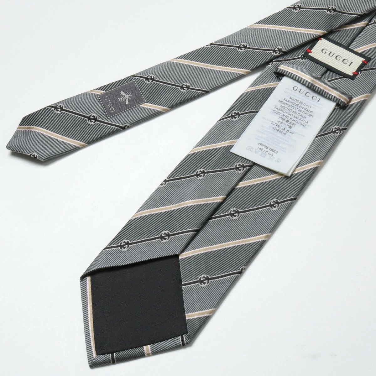 GUCCI グッチ ネクタイ LATANYA 499696 4B002 イタリア製 メンズ シルク GGロゴ レジメンタル ストライプ カラー2色 GUCCI グッチ ネクタイ LATANYA 499696 4B002 イタリア製 メンズ シルク GGロゴ レジメンタル ストライプ カラー2色
