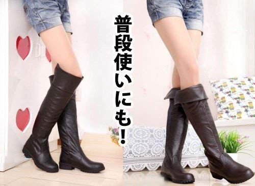 進撃の巨人 風 コスプレ ロング ブーツ 筒丈47cm ヒール高3cm 普段使いにも サイズ 27.0―28.0cm ブラウン ブラック