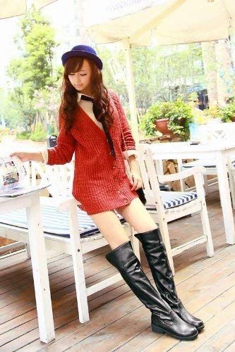 進撃の巨人 風 コスプレ ロング ブーツ 筒丈47cm ヒール高3cm 普段使いにも サイズ 27.0―28.0cm ブラウン ブラック