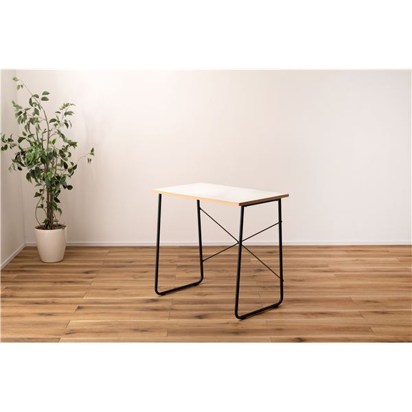 パソコンデスク 約幅80×奥行48×高さ75cm ホワイト スチール リビング 書斎 在宅ワーク インテリア家具 組立式