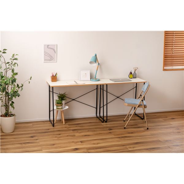 パソコンデスク 約幅80×奥行48×高さ75cm ホワイト スチール リビング 書斎 在宅ワーク インテリア家具 組立式