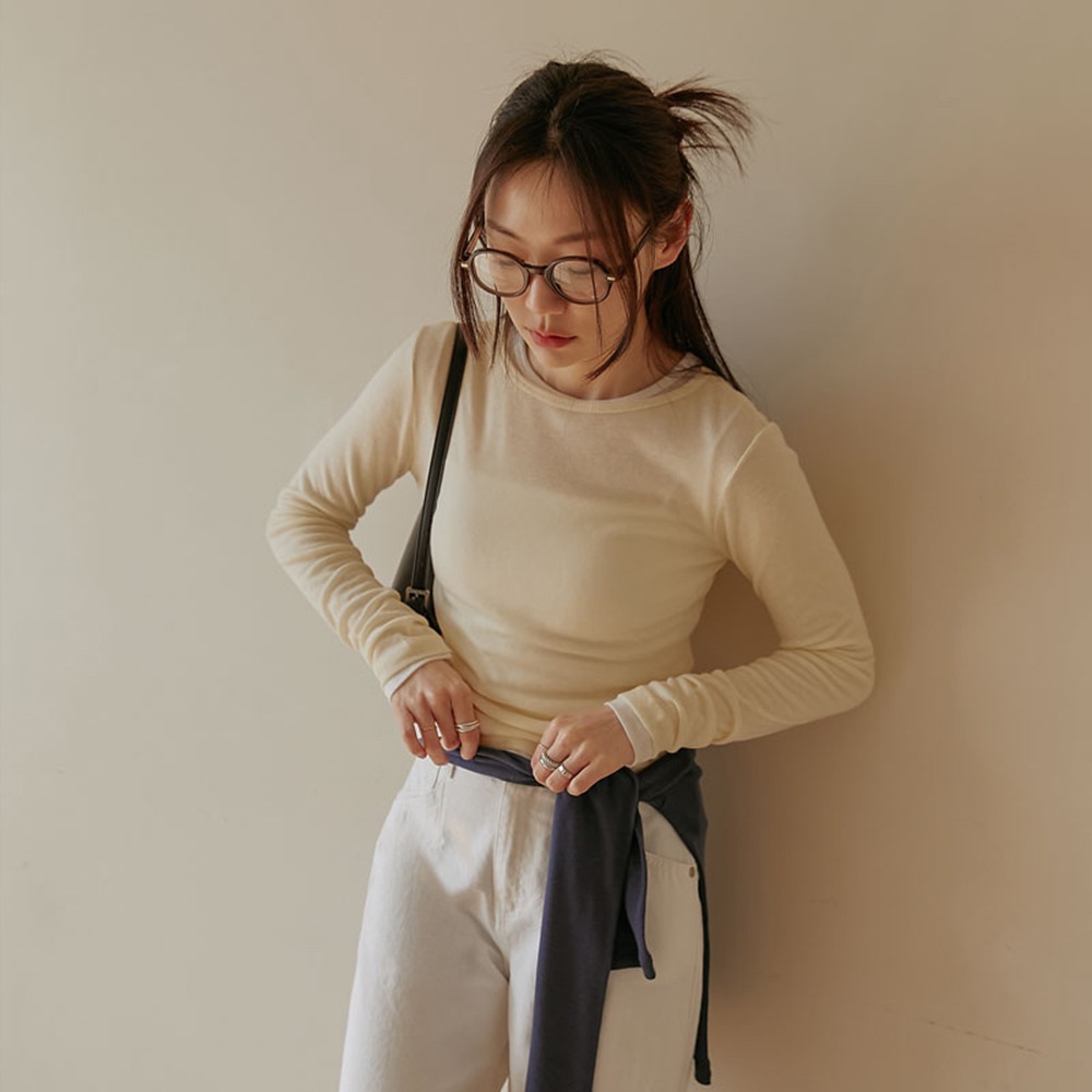 レイビーウール30%シースルーラウンドティー レイビーウール30%シースルーラウンドティー