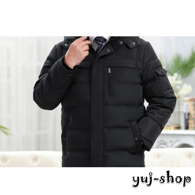 ダウンジャケット メンズ 無地 ハイネック アウター キルティングコート フード付き 防寒 暖かい 冬服 軽くて暖かく 快適 スーツの上に 40代 50代 60代