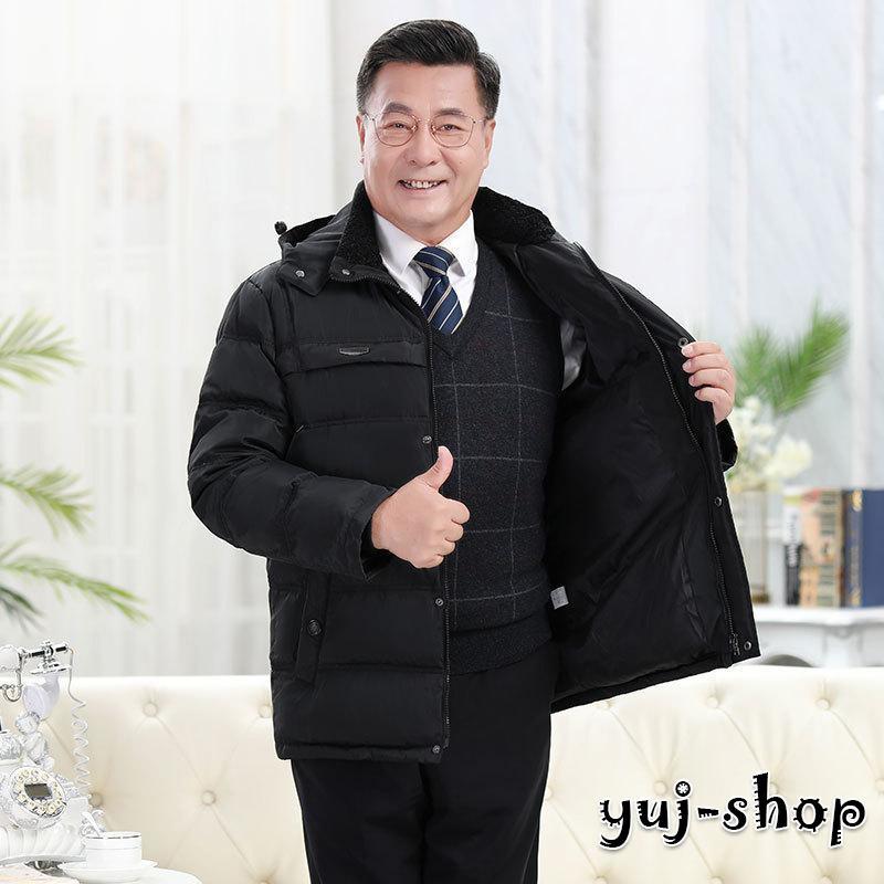 ダウンジャケット メンズ 無地 ハイネック アウター キルティングコート フード付き 防寒 暖かい 冬服 軽くて暖かく 快適 スーツの上に 40代 50代 60代
