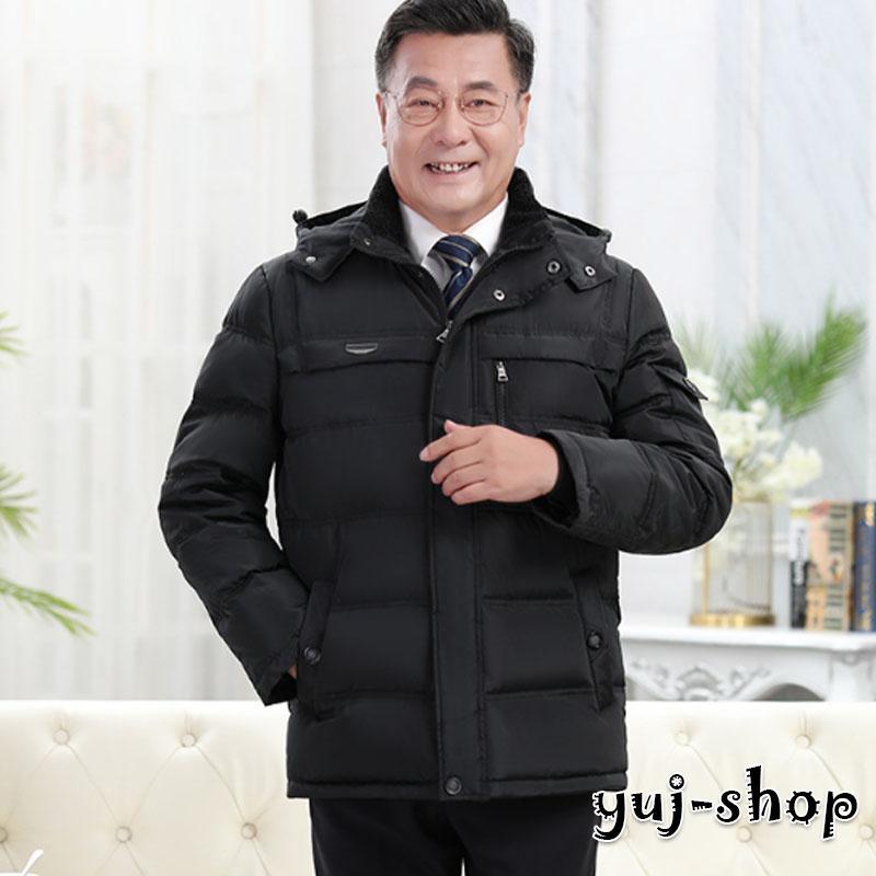 ダウンジャケット メンズ 無地 ハイネック アウター キルティングコート フード付き 防寒 暖かい 冬服 軽くて暖かく 快適 スーツの上に 40代 50代 60代