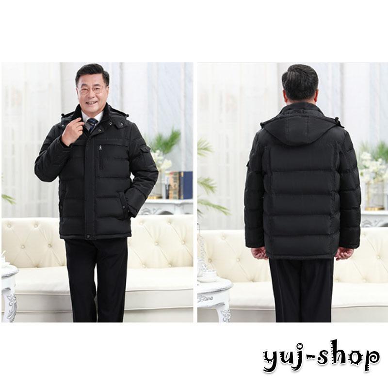 ダウンジャケット メンズ 無地 ハイネック アウター キルティングコート フード付き 防寒 暖かい 冬服 軽くて暖かく 快適 スーツの上に 40代 50代 60代