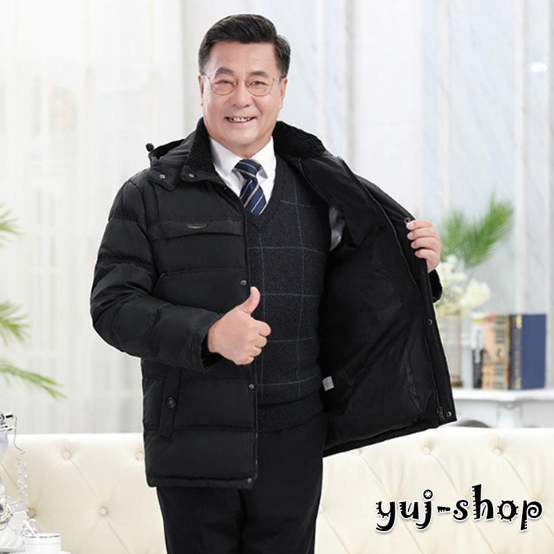 ダウンジャケット メンズ 無地 ハイネック アウター キルティングコート フード付き 防寒 暖かい 冬服 軽くて暖かく 快適 スーツの上に 40代 50代 60代