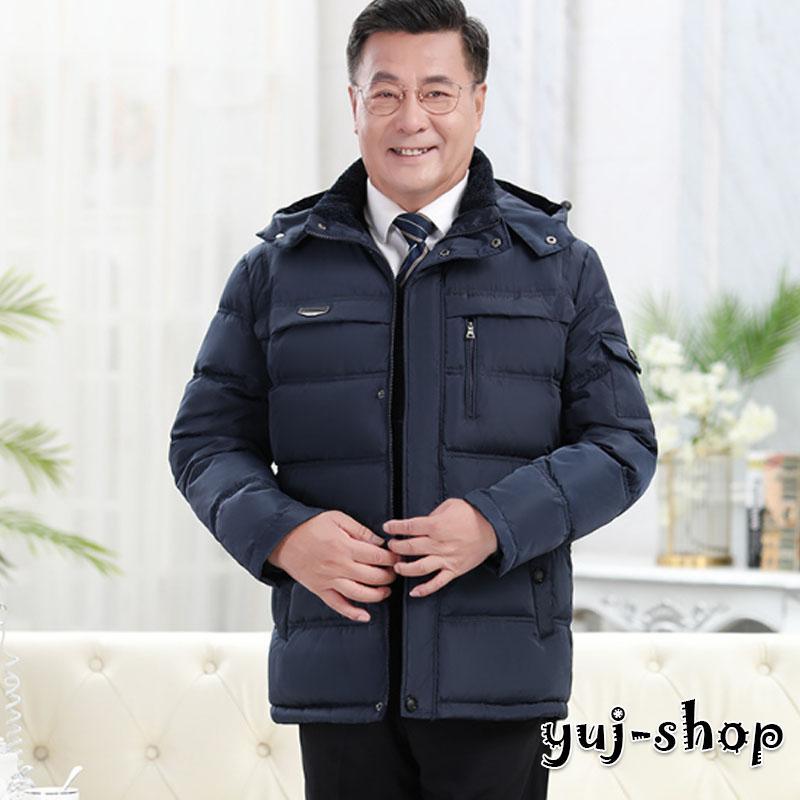 ダウンジャケット メンズ 無地 ハイネック アウター キルティングコート フード付き 防寒 暖かい 冬服 軽くて暖かく 快適 スーツの上に 40代 50代 60代